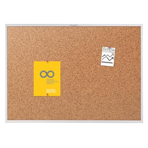 Image of Quartet Cork Bulletin Board, 5 x 3 Feet, Corkboard, Aluminum Frame (2305)