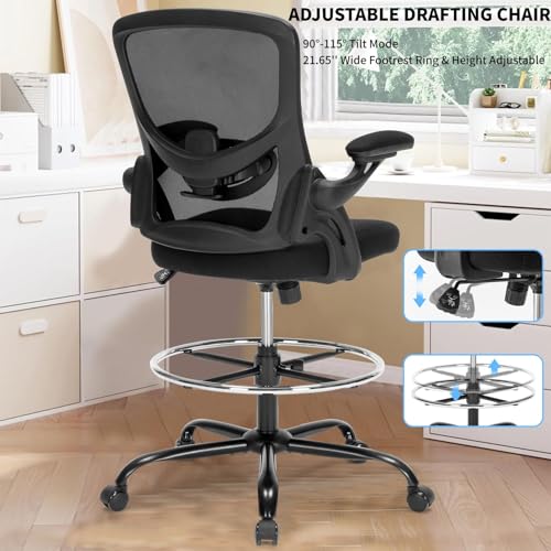 Chairoyal CH09PT01 Drafting Chair, Ergonomic Standing Desk Chair With Flip-Up Armrests, Tall Office Chair thumb #4