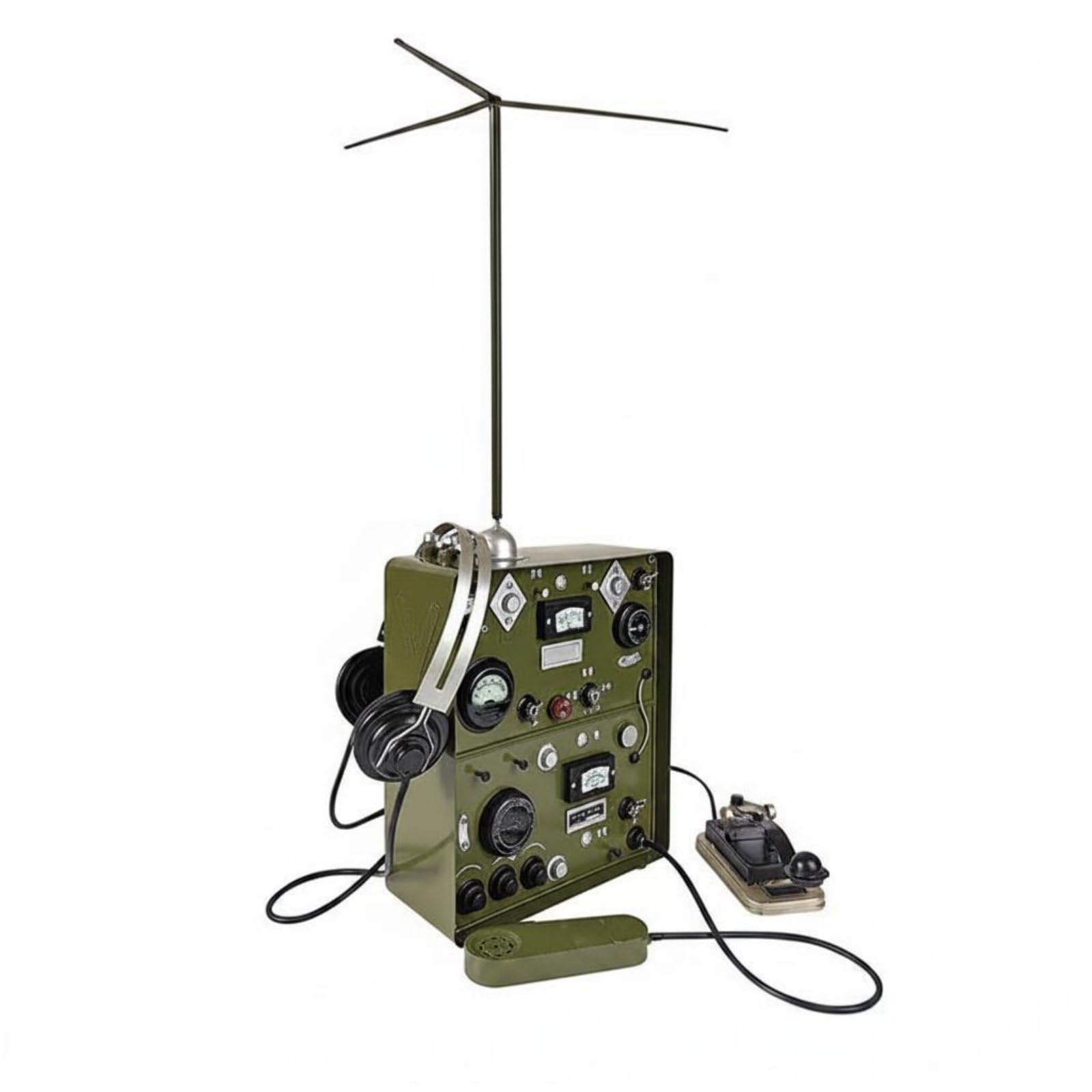 di Comunicazione Oggetto Telegrafico Apparecchiatura Trasmissione Display Retro Costruzione Stile Antico Adatto per Spazio Collezione Angolo Studio, Verde Militare