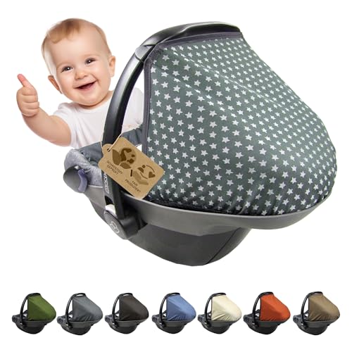 Capota parasol [protección solar para portabebés] compatible con Maxi Cosi Pebble grupo 0+ (estrellas gris oscuro)
