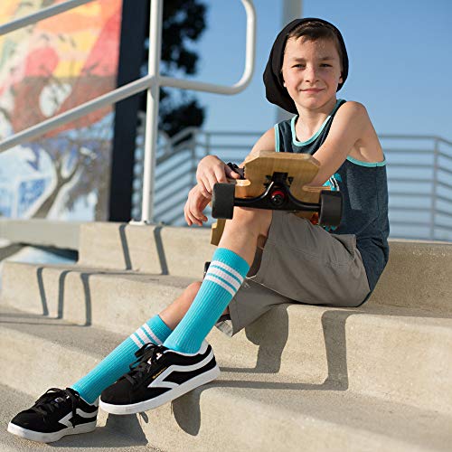 Judanzy Baby, Toddler & Kids Knee High Tube Socks For Boys & Girls With Grips (1 Pair) (4-6 Years (Shoe Size 9C-1), Turquoise/White) #TOP1