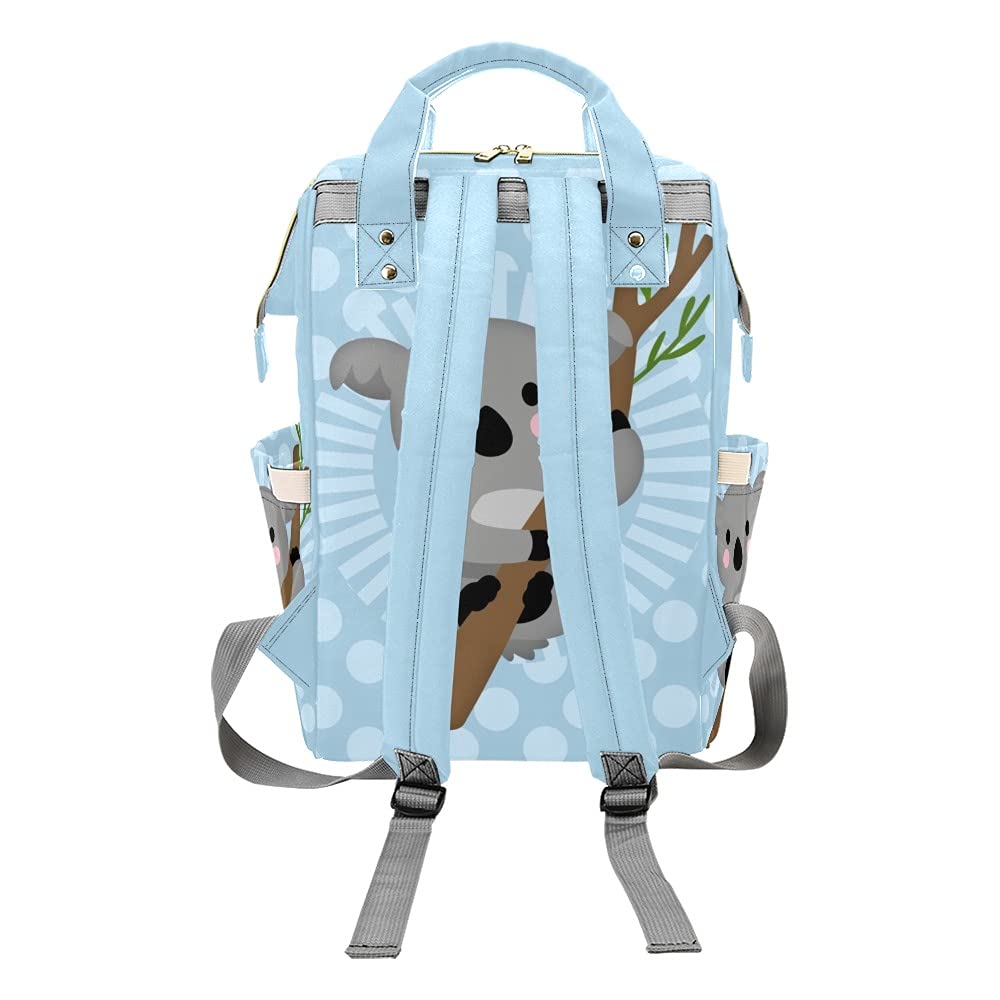 Yeshop Koala Bear Blue Polka Dot Personalized Diaper Bag Backpack Tote with Name,Custom Travel Nappy Mommy Bag Backpack for Baby Girl Boy Gift, 10.83inch x 6.69inchx 15inch