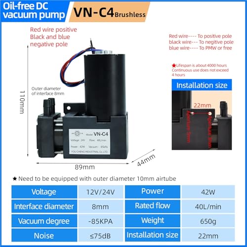 Bomba de vacío eléctrica para laboratorios y proyectos médicos 12V 2