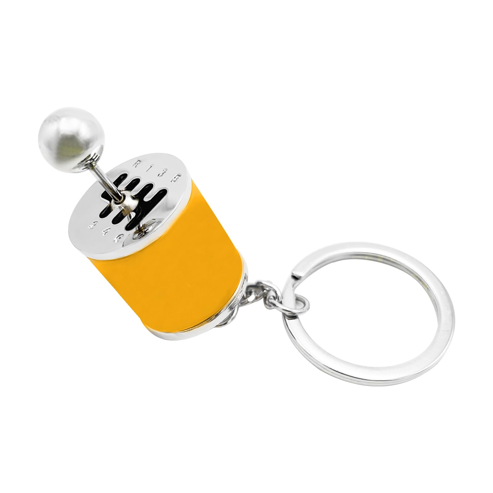 Kewucn Car Shifter Gear Keychain, Creative 6 Speed Manual Transmission Shift Lever Keyring, Auto Gearbox Shifter Key Chain (Yellow)