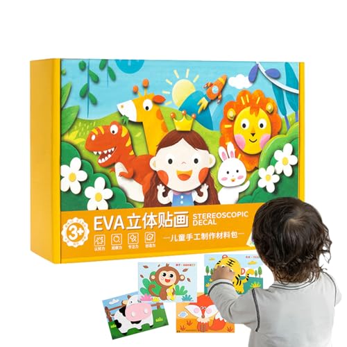 Puzzle 3D Animales de Espuma - 12 Piezas Juguetes Educativos Divertidos De Cómics | Juego Puzzle con Pegatinas De Espuma, para Proyecto Artístico Navideño Escuela Casa Hobby Libre Actividad