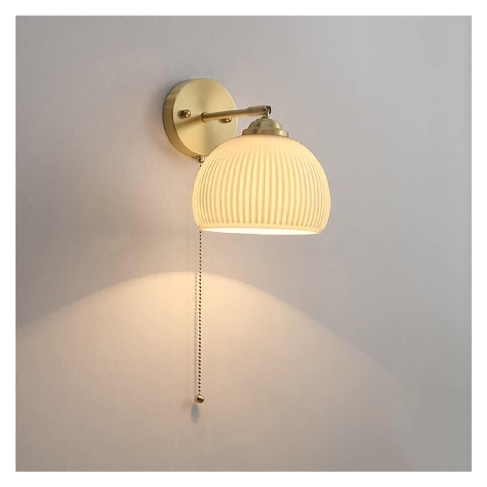 HYJAUSXB Wall Lamps Sconces Vintage Lamp with Chain and Adjustable Lampshade Full Copper Sconce Japanese Art Lighting Fixture for Bedroom Bedside Living Room-Warm Light(OneColor)