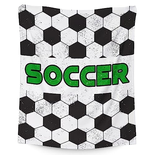 Mercuryelf Soccer Blanket Gifts, 40"x50" Funny Football Throw Blankets for Boys Kids, Cozy Lightweight Fleece Plush for Sofa Bed Room Decor