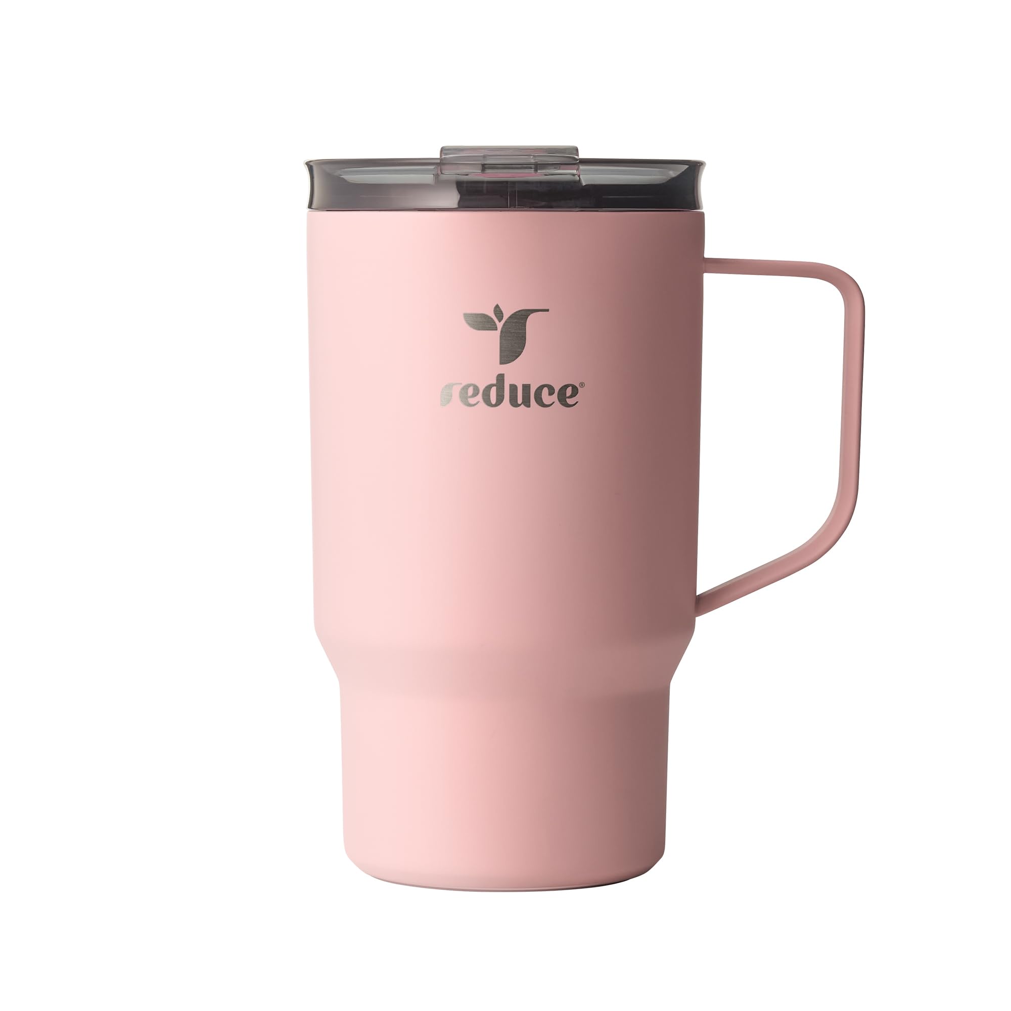 REDUCE 18 oz Hot1 Stainless Steel Insulated Mug with Temperature Adjusting Lid - Dual-Wall Vacuum, Cupholder Friendly - Keeps Drinks Hot for 6 Hours - Ideal for Coffee, Tea & Other - Pink Salt