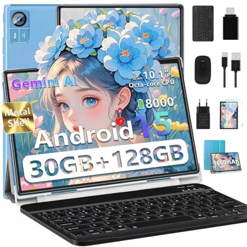 SUAAT 2025 Android 15 Tablet 10.1 Zoll, 30 GB RAM + 128 GB ROM+2TB,Gemini AI, Widevine L1,...