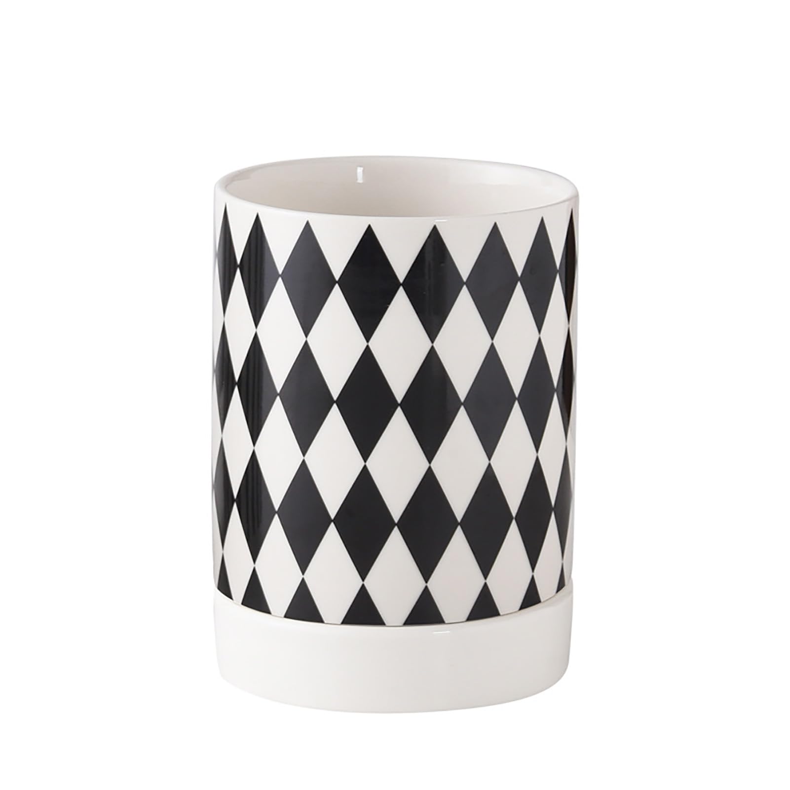 Dxcaicc Utensil Holder, Large Ceramic Stable Utensil Caddy, Drainer Ceramic Cooking Utensil Holder, Ceramic Kitchen Utensil Holder for Countertop,Diamond Pattern