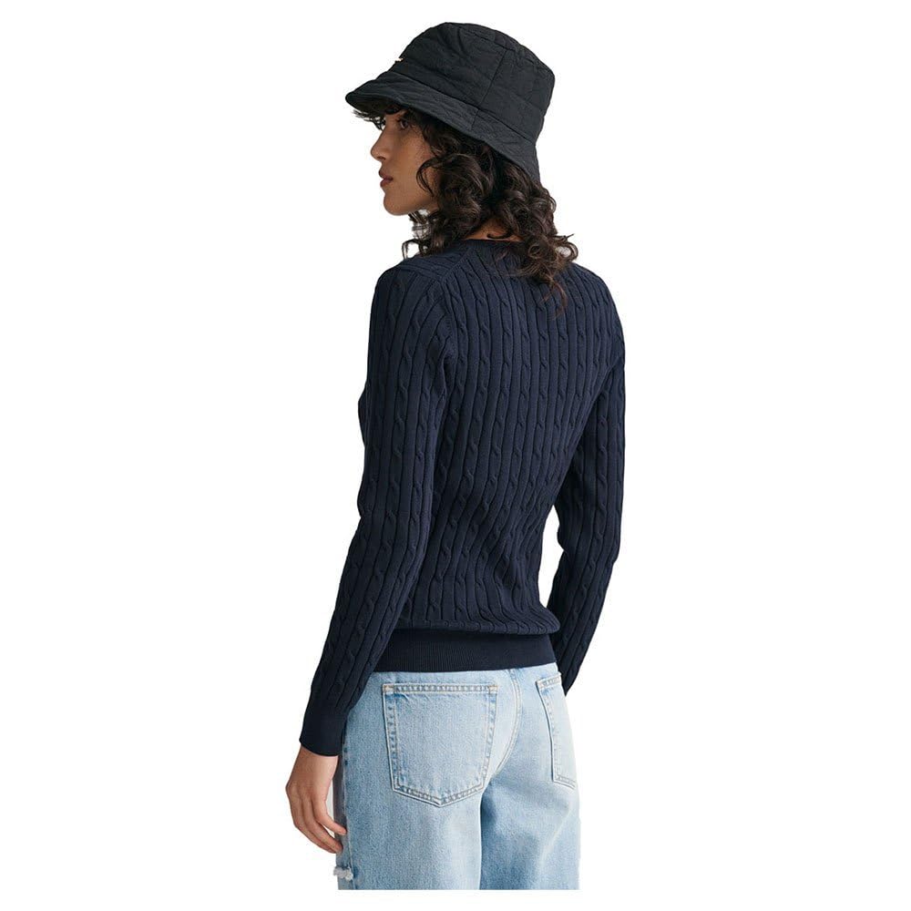 GANT Damski sweter ze stretchu, bawełna Cable C, Evening Blue, Standard, niebieski (Evening Blue), XS
