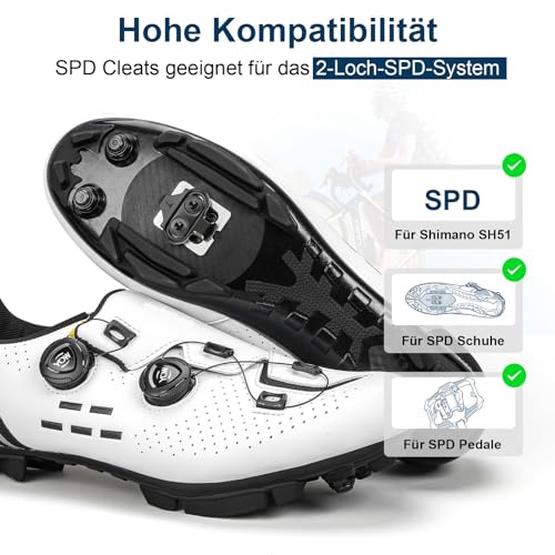 toptrek SPD Cleats kompatibel mit Shimano SPD SH51, SPD Cleats für 2-Loch SPD Pedale, Cleats Set mit rutschfeste Platten, Hochwertige Cleats für Indoor-Cycling, MTB- & Rennradfahren