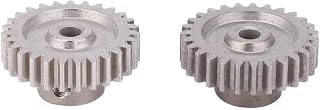 Tbest Motor Gear, 27T Pinion Gear Set Steel Diff Differential Main Spur Gear Replacement Accessory 144001 1/14 Four-Wheel Drive Alloy RC Car Motor Gear(White Brass) 144010 27T Motor Gear