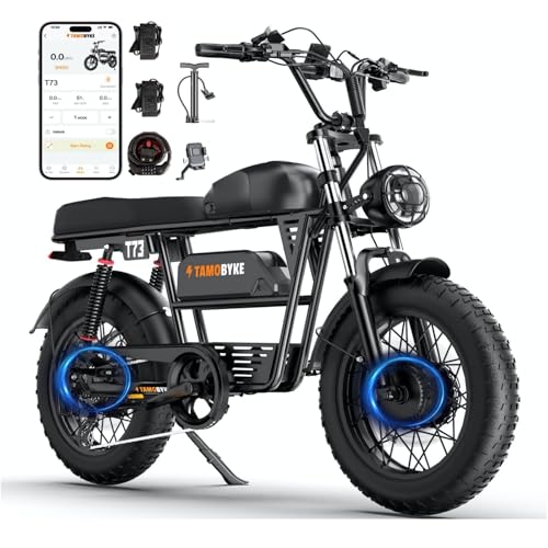 Tamobyke T73ProMax Moped Style Electric Bike,3000W Powerful Motor 48V41.6AH Battery,37.5