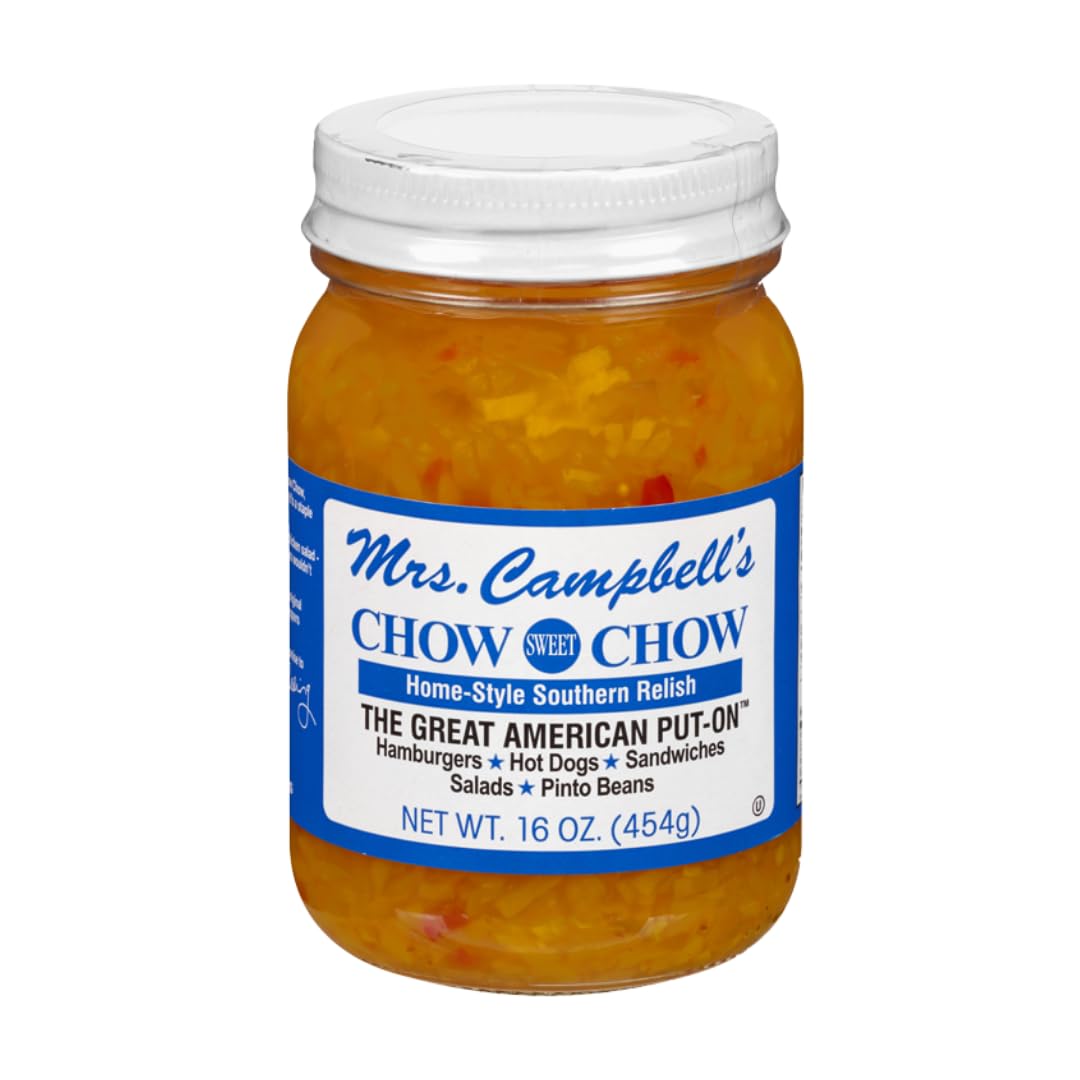 GOLDING FARMS Mrs. Campbell's All Natural Sweet Southern Chow Chow Relish, 16 Ounce Glass Jar