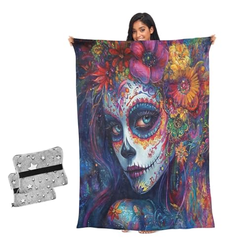 voucong - Mantas para sala de estar, sofá, acogedoras, Dia De Los Muertos, diseño de calavera de azúcar mexicana para niñas y niñas, regalos para hombres y mujeres