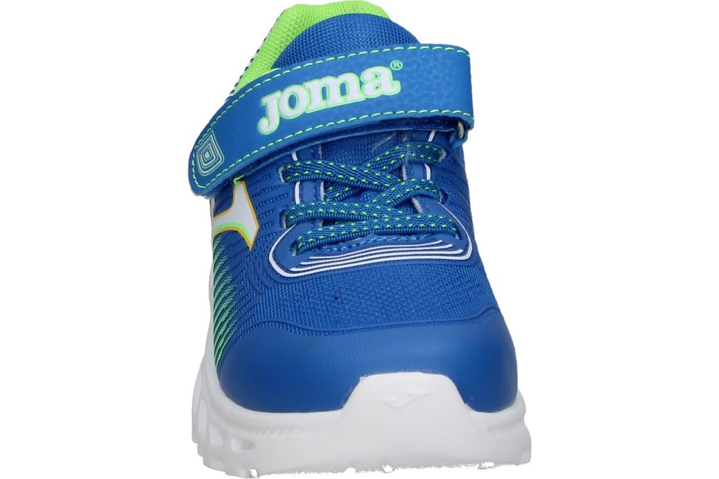 Joma Zapatillas con Luces Aquiles para Niño – Deportivas Azules con Detalles en Verde – Sneakers con Cordones y Velcro – Transpirable – Puntera Reforzada – Flexibles – Modelo JAQUIS2605V – 32 EU