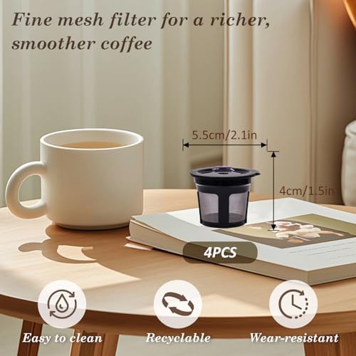 EKIND 4 Pack Black Reusable K Cups Coffee Filters, Universal Refillable Pods Compatible with Model 1.0, 2.0 & MiniPlus Series image 5