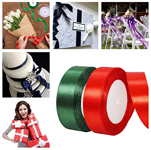 2 x 25mm Red and Green Ribbon Thick Christmas Ribbon for Gift Wrapping 22m - Image 3