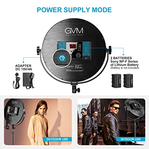 Image of GVM Key Light, 14 inch LED Video Light with APP Control, Bi-Color Round Lighting, Ultra Thin 60W 3200-5600K Dimmable LED Soft Light with Table Stand for Gaming Studio YouTube Wedding Live Streaming