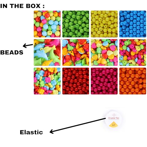 Image of ambitieux Bracelet Making Craft Kit 12 Types Of Colorful 400+ Pcs Of Plastic Beads With Elastic Perfect For Crafting (Colorfull With 8 Mm) (Light Open Colorful 8MM Beads),Multicolor