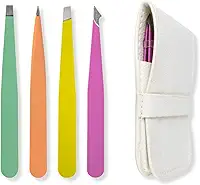 Kit 4 Formatos Pinças + Carteira Couro Design Sobrancelha