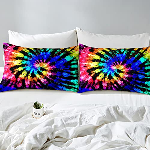 Tie Dye Bedding Set Boho Hippie Tie Dye Duvet Cover Set For Kids Boys Girls Teens Watercolor Marble Comforter Cover Rainbow Psychedelic Swirl Bedspread Cover Bedroom Decor Quilt Cover King Size #TOP3