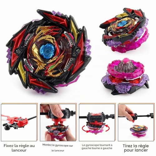 Afenau 12 en 1 Set de Toupie Gyros Turbo, Toupie avec Lanceur Kit, 4D Set de Toupies de Combat pour Enfants de 6, 7, 8, 9, 10, 11 et 12 Ans, Cadeau d'anniversaire ou de Noël – vue 4