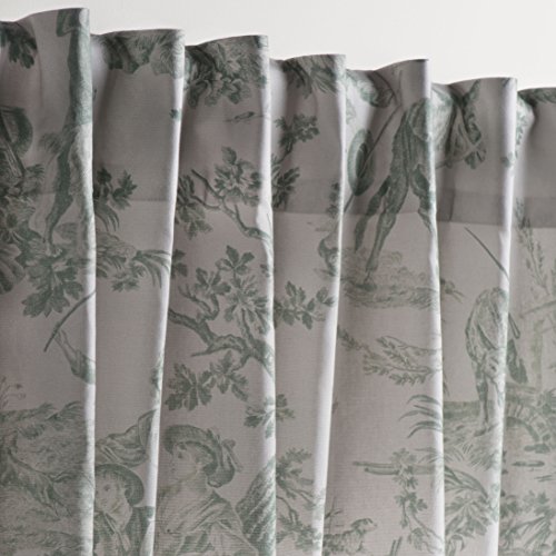 Maison D' Hermine Curtains 100% Cotton Curtain Single Panel Easy Hanging With A Rod Pocket & Loop For Farmhouse, Office & Living Rooms, The Miller - Antique Green - Spring/Summer (50"X84") #TOP2