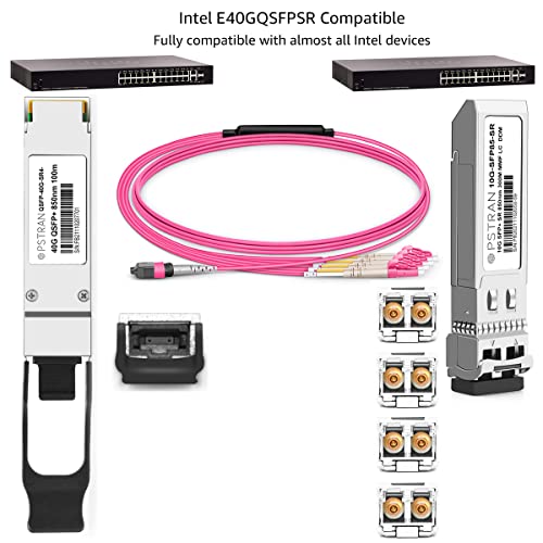 Image of 40GBASE-SR4 QSFP+ Optical Transceiver Module Compatible with Intel E40GQSFPSR 850nm 100m DDM MPO-12 /UPC MMF