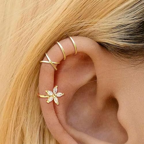 Image of Ear Cuffs Non Piercing 14K Gold Plated Ear Cuff Earrings for Women Trendy Clip on Cartilage Earring Stacks Non Pierced Adjustable Fake Earrings Set Jewelry Christmas Gift 2026 Stocking Stuffers
