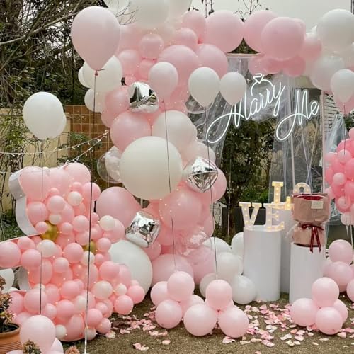 Image of 145pcs Pink Balloons Different Sizes 18 12 10 5 Inch Light Pink Balloon Arch Kit Garland for Birthday Party Graduation Baby Shower Wedding Valentine Christmas Anniversary Decorations