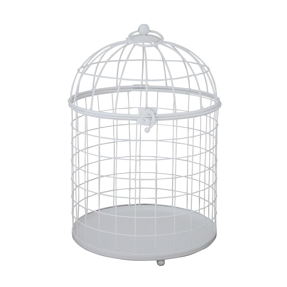 Deko-Vogelkäfig Hedwig weiß aus Metall H31cm im modernen Landhausstil - KLEIN