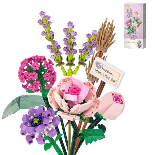 Image of Building Sets - Pcs | Compatible with lego 547 pcs | Flower Bouquet Building Kit Flower Building Blocks Artificial Flowers Building Toys Creative Project for Adults Botanical Collection Compat