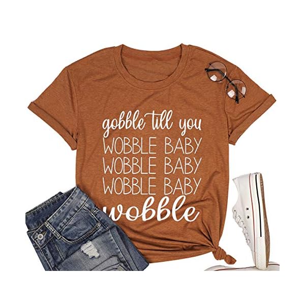 Gobble-Till-You-Wobble-Baby-Shirt-for-Women-Funny-Cute-T-Shirt-Thanksgiving-Letter-Print-Tee-Short-Sleeve-Tee-Tops Gobble Till You Wobble Baby Shirt Women Thanksgiving T-Shirt Funny Wobble Baby Letter Print Tee Fall Short Sleeve Tee Tops Orange