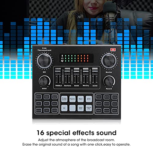 V9 Bluetooth Soundkarte, Mixer Voice Soundboard Live, Bluetooth Sound Mixer Board mit 16 Effekten, Audio Mixer für… - Image 4