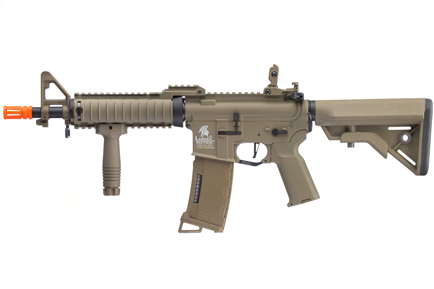 Lancer Tactical Gen 3 Airsoft Rifle MK18 Mod 0 Nylon Polymer Airsoft AEG Gun with Programmable Fast Trigger & Mosfet (Tan)