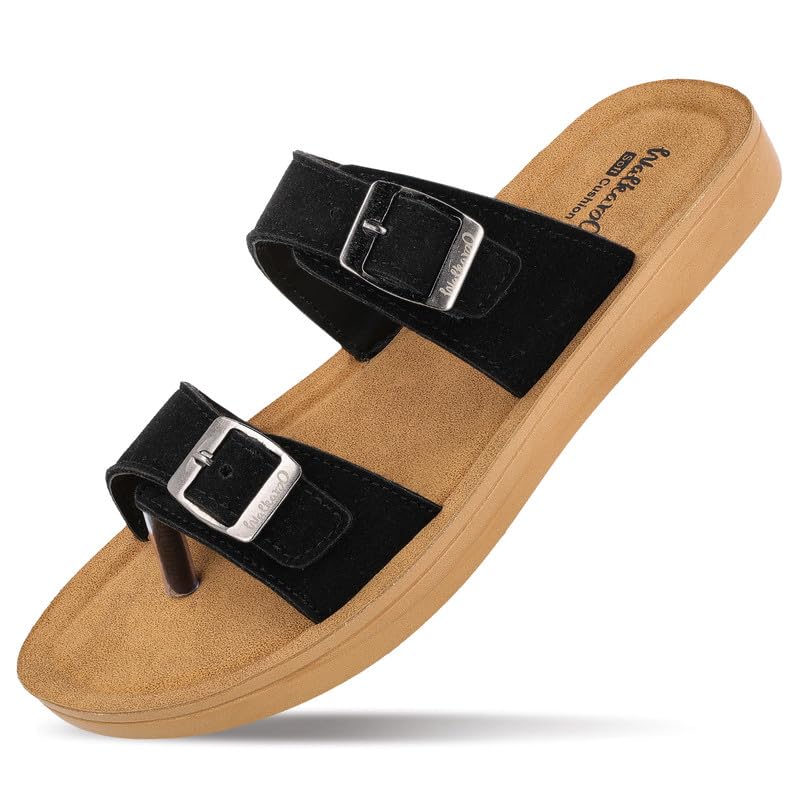 Image of WALKAROO Women's Fashion Sandals with Cushion Sole, Toe Seperator, Dual Straps with Buckles and Lightweight - WL7581