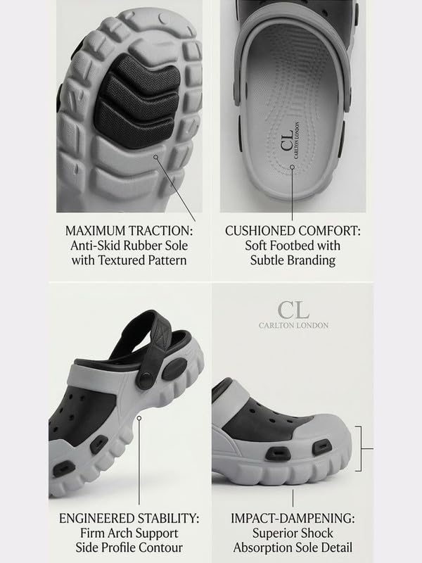 Image of Richmen Super Soft Stylish and Comfortable EVA Anti-Skid Men Sliders with Lightweight Cushioned Footwear Adjustable Back Strap Everyday Use Mules for Boys & Men's Clogs