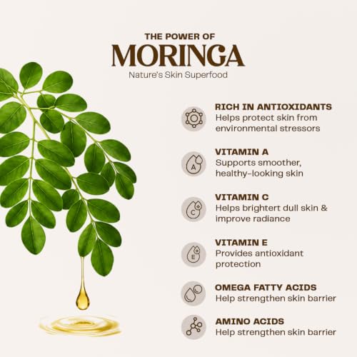 Image of Natural Moringa Face Oil for Glowing Skin | Lightweight & Non-Greasy | With Tea Tree, Orange & Moringa | Acts Like a Serum for Clear, Bright Skin | 30ml | For Men & Women