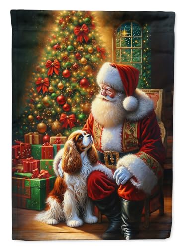 Cavalier Spaniel and Santa House Flag - Large Porch Sleeve Banner