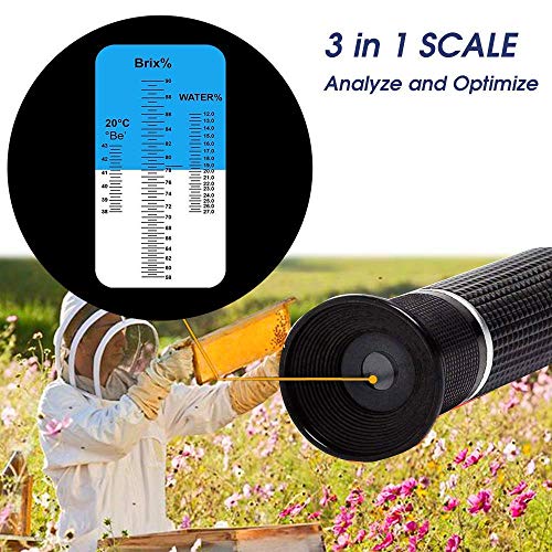 Image of Labart 3-in-1 Honey Refractometer for Honey Moisture, Brix and Baume, 58-90% Brix Scale Range, Honey Moisture Tester with ATC, Ideal for Honey, Fruit jam and Molasses, Beekeepers (ANALOG)