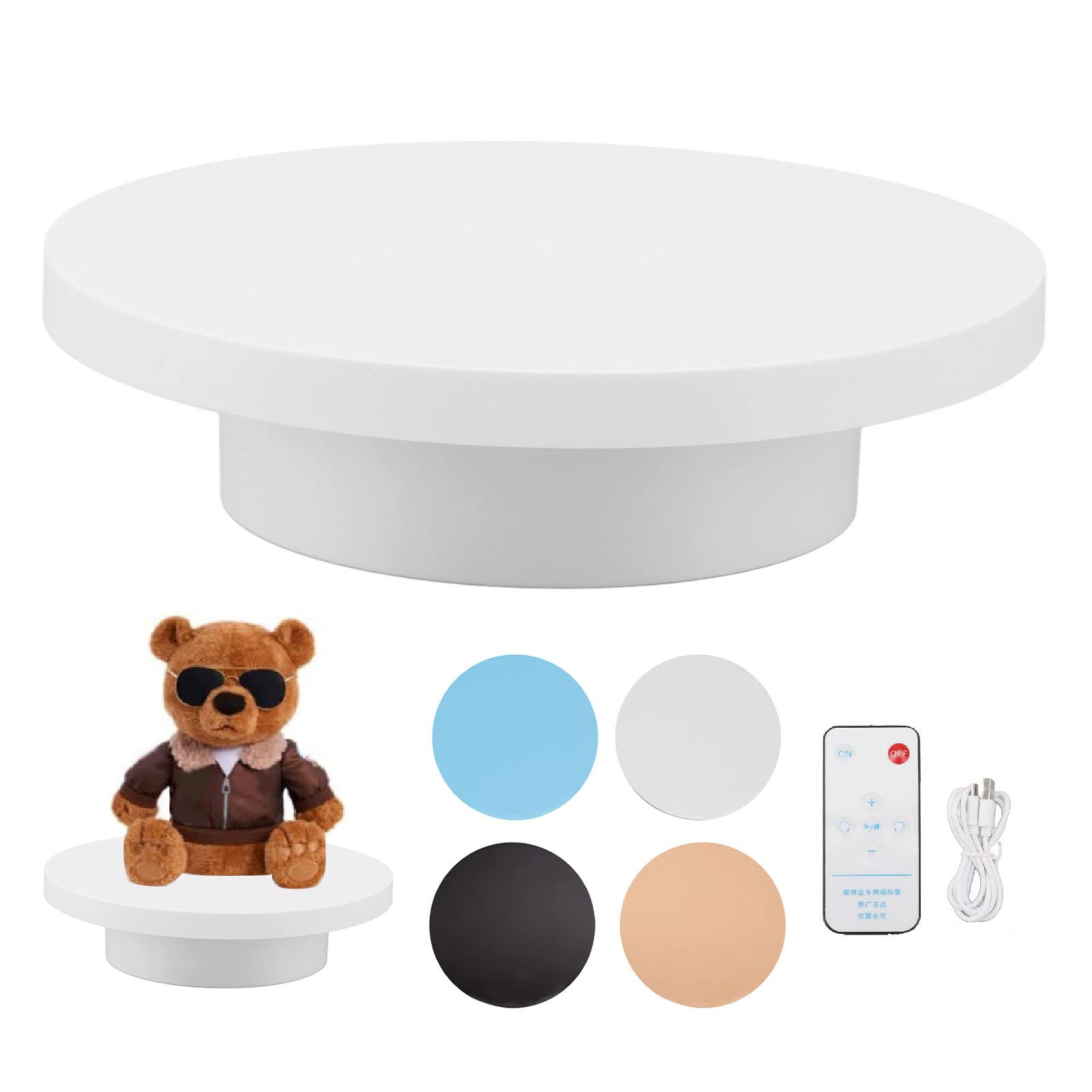 Zmotoryzowany Obrotowy Gramofon Obrotowy Stojak Obrotowy o 360 Stopni Przenośny Nośnik ładunku 3 Kg Regulowana prędkość dla Reklamowych Produktów Telefonicznych (Średnica 20 cm /