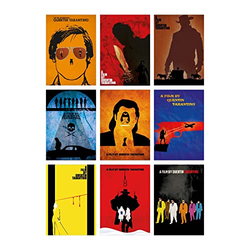 Quentin Tarantino Movies Minimalist Poster Set 9 Once Upon a Time in Hollywood The Hateful Eight Django Unchained Kill Bill Pulp Fiction Inglourious Basterds Jackie Brown Death Proof Reservoir Dogs