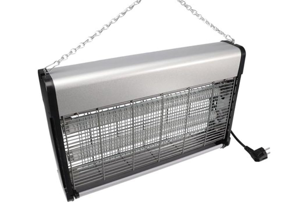 Perel Lampa owadobójcza UV do wnętrz, kratka 2800V, cicha praca, metalowa tacka wyjmowana, zasięg 100 m², bez środków chemicznych