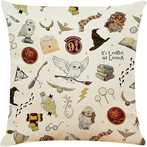 Image of AHLOKI Funny Magic Throw Pillow Covers 18X18 Inch Reading Decor Linen Cushion Cover for Book Lovers Gifts for Sofa Car Bedroom