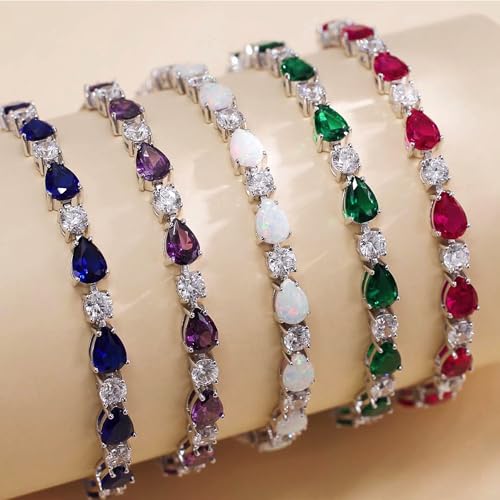 FANCIME Shine of Tears Birthstone Tennis bolo Bracelets Sterling Silver Tennis Bracelets Charm Fine Jewelry Birthday Gifts for Women Mom4