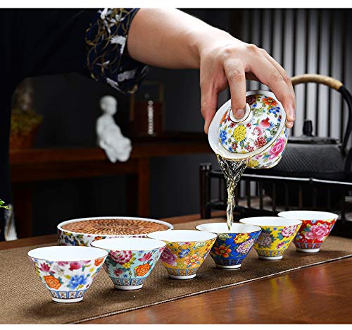 Kaffeetassen, Dekorationen, Teetasse, emailliertes Teeservice-Set, Teetasse, Keramik-Meistertasse, Kung-Fu-Teetasse, Geschenkset, gegrillte Blume, handgefertigte kleine Teeschale, handgefertigte Teese