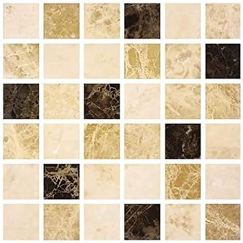 Pack of 20 Traditional Modern Art Tile transfers Stickers Peel and Stick backsplash Room Decor self Adhesive Oil Proof-Vintage Victorian Moroccan Black Cream Mosaic (Coffee Marble) Cover