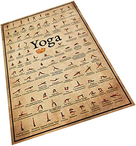 BESPORTBLE 2pcs Art No-Equipment Pilates Modern Household Home Accessory Posture Retro Prints Beginner Workout Training *cm Sanskrit Names Full Exercise Position Supply Colored Gym Body